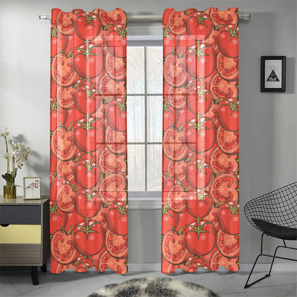 Red Tomato Pattern Gauze Curtain
