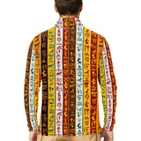 Egypt Hieroglyphics Pattern Print Design 01 Men's Long Sleeve Polo Shirt