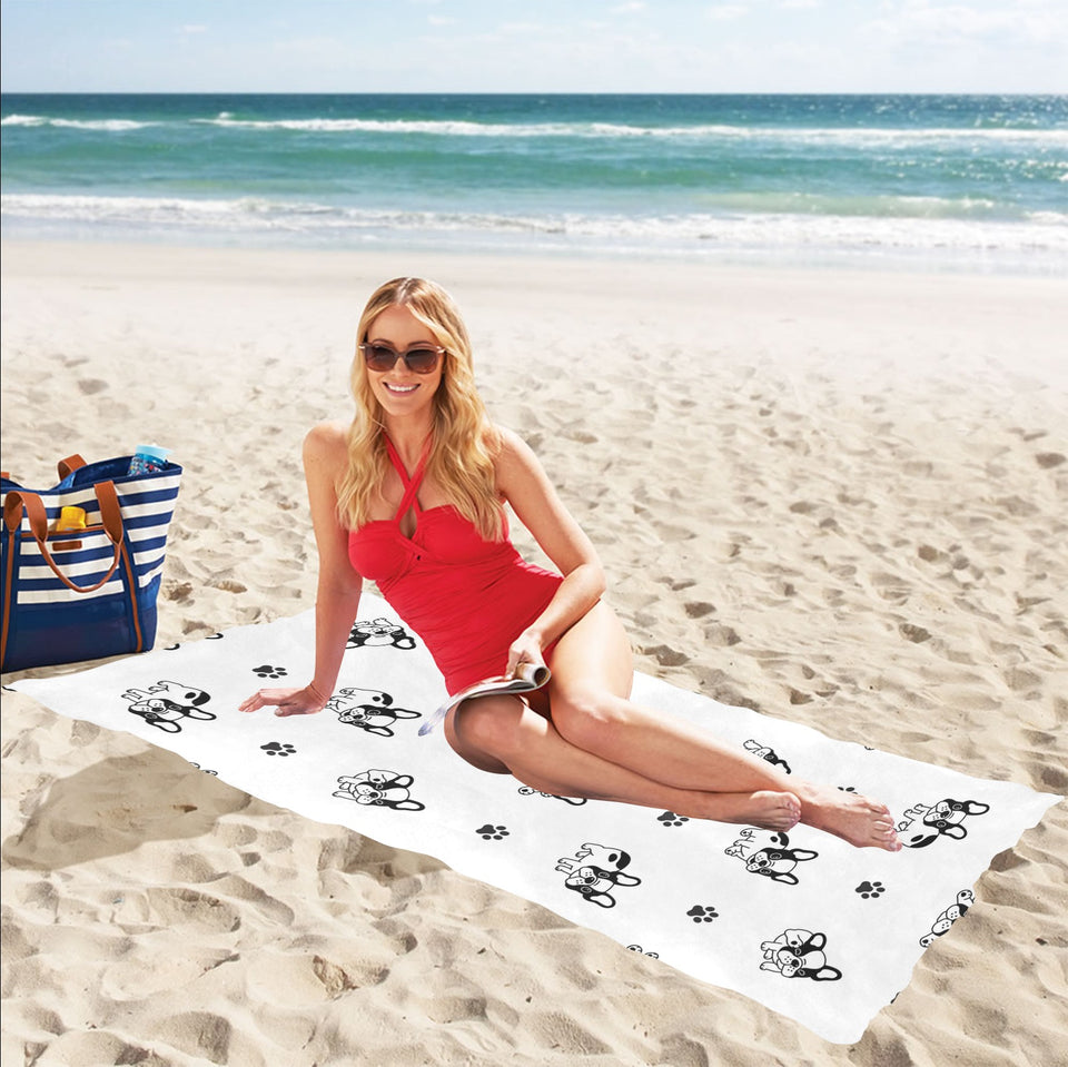 Cute french bulldog paw pattern Beach Towel