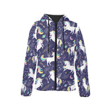 Hand drawn cute unicorn star planet Women's Padded Hooded Jacket