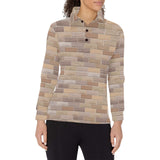 Brick Printed Pattern Print Design 01 Women's Long Sleeve Polo Shirt