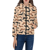 Dachshund floral background Women's Padded Hooded Jacket