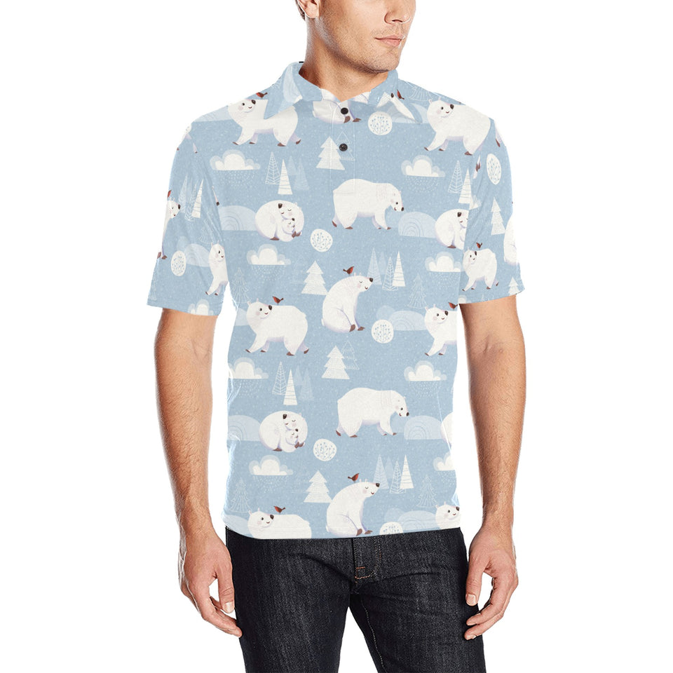 Cute polar bears Christmas decoration pattern Men's All Over Print Polo Shirt