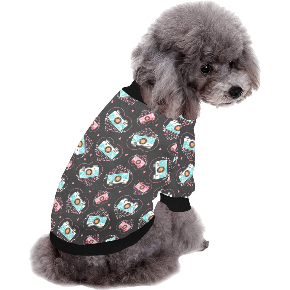 Camera Pattern Print Design 04 All Over Print Pet Dog Round Neck Fuzzy Shirt