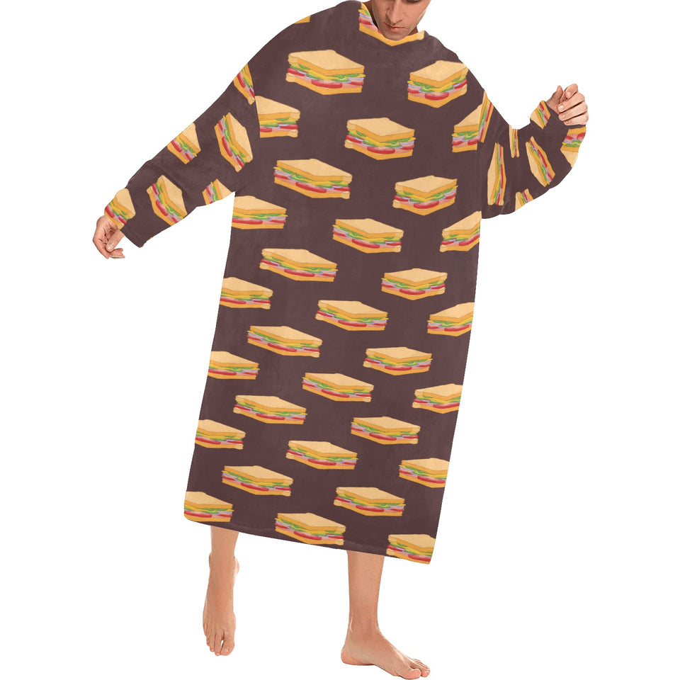 Sandwich Pattern Print Design 04 Blanket Robe with Sleeves