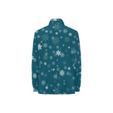 Snowflake pattern dark background Women's Long Sleeve Polo Shirt