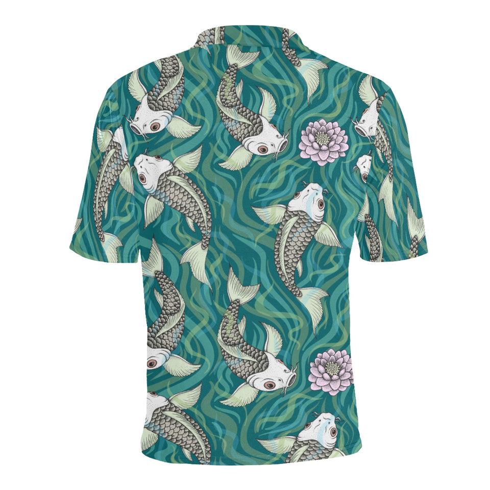 Koi Fish Carp Fish lotus pattern Men's All Over Print Polo Shirt