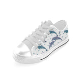 Dolphins pattern dotted background Men's Low Top Shoes White