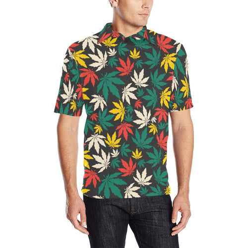 Canabis Marijuana Weed Pattern Print Design 02 Men's All Over Print Polo Shirt