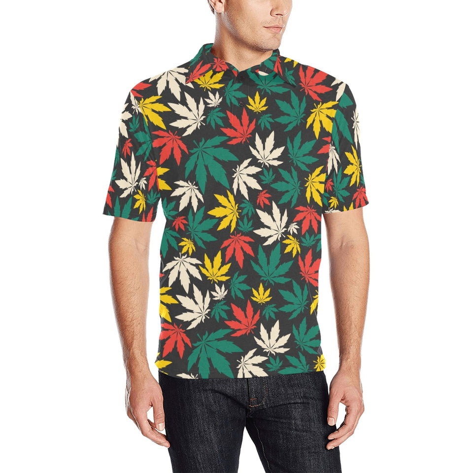 Canabis Marijuana Weed Pattern Print Design 02 Men's All Over Print Polo Shirt
