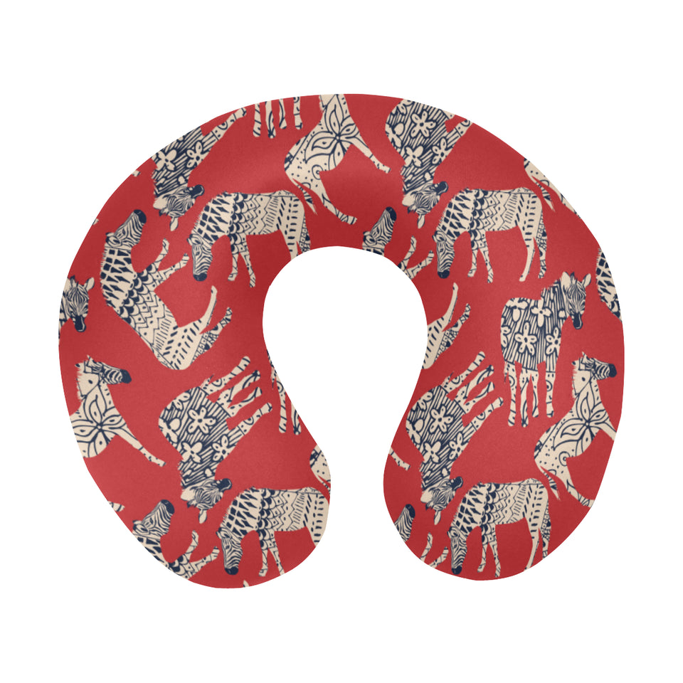 Zebra abstract red background U-Shaped Travel Neck Pillow