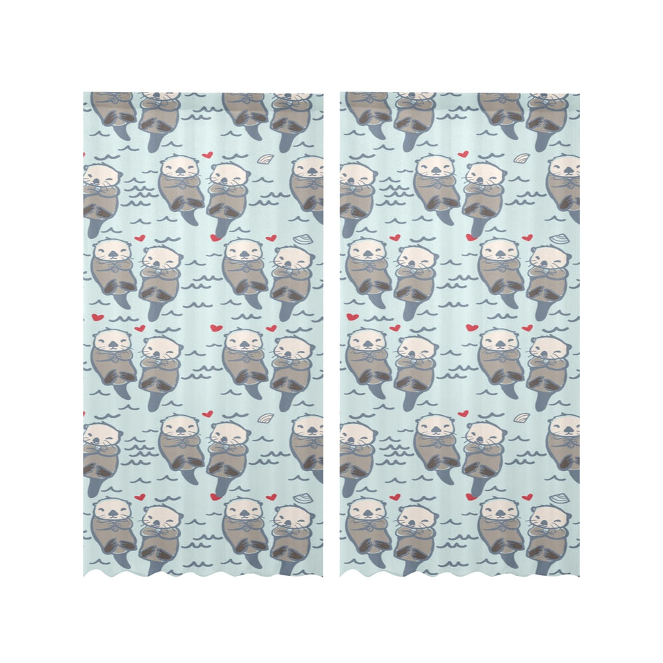 Lovely Sea Otter Pattern Gauze Curtain