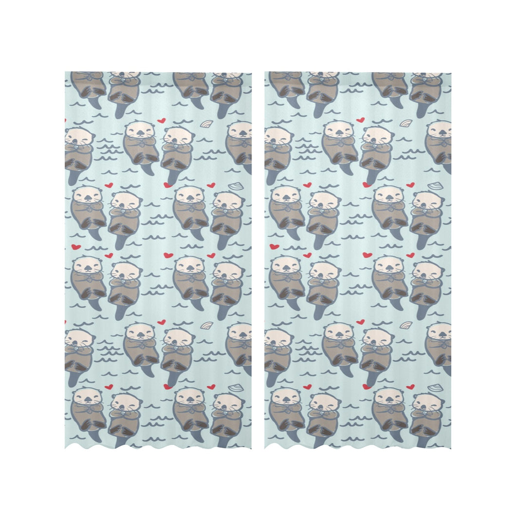 Lovely Sea Otter Pattern Gauze Curtain