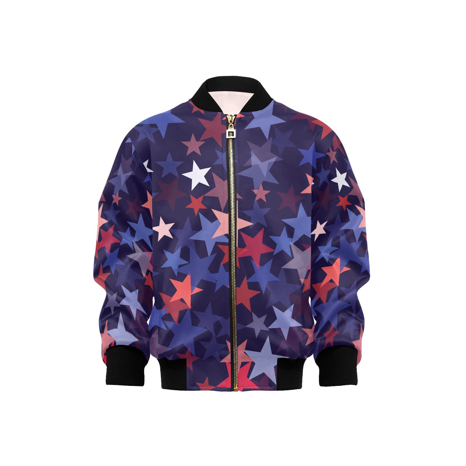 Red blue star pattern Kids' Boys' Girls' Bomber Jacket