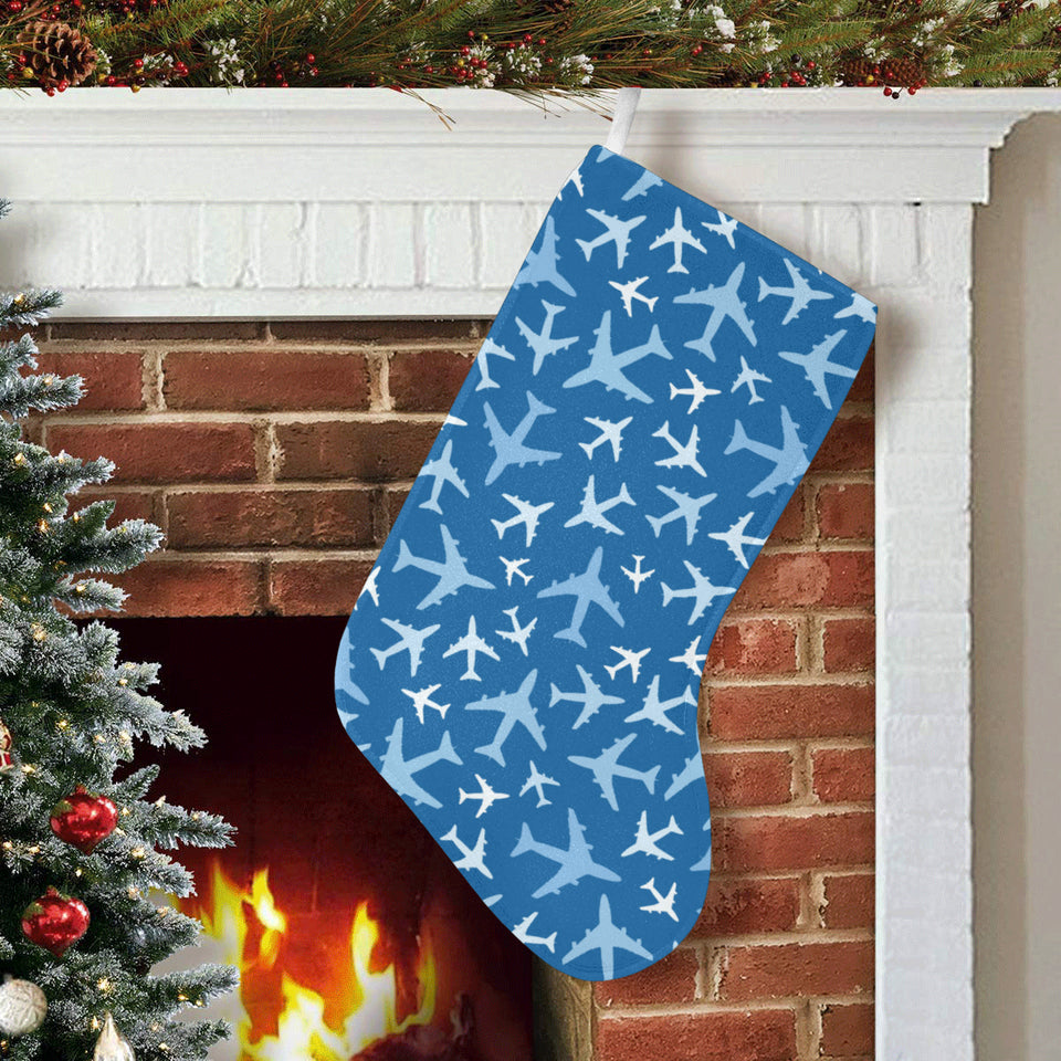 Airplane pattern in the sky Christmas Stocking