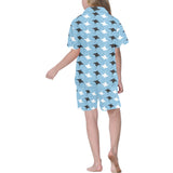 Stingray Pattern Print Design 03 Kids' Boys' Girls' V-Neck Short Pajama Set