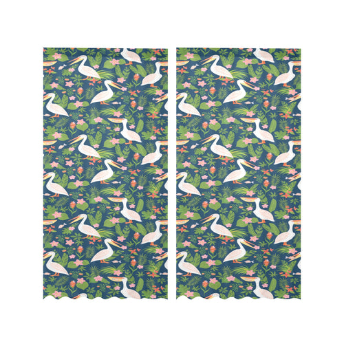 Pelican Pattern Print Design 05 Gauze Curtain