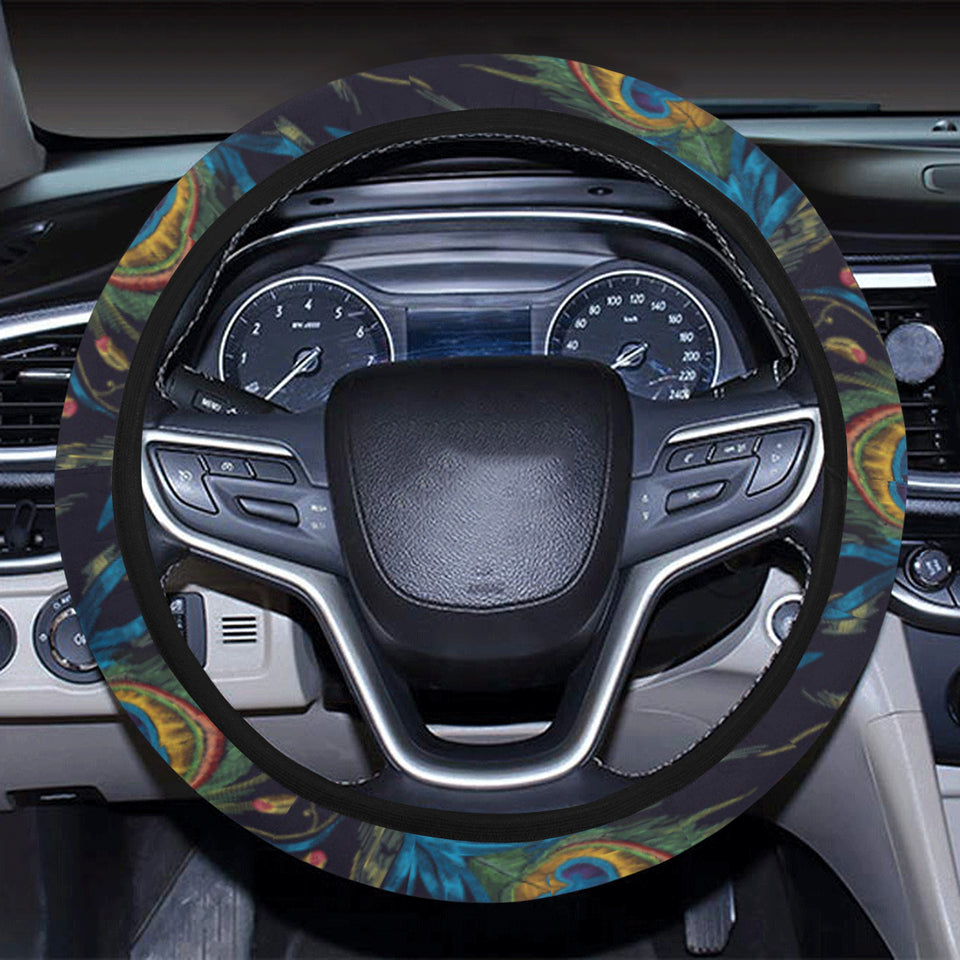 Beautiful peacock feather pattern Car Steering Wheel Cover