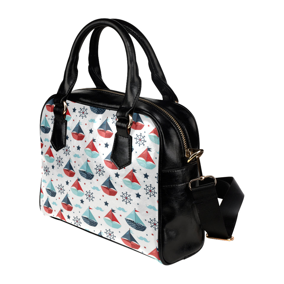 Cute color paper sailboat pattern Shoulder Handbag