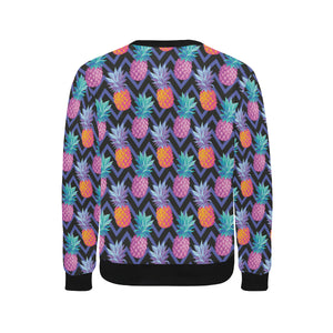Pineapples pattern zigzag background Men's Crew Neck Sweatshirt
