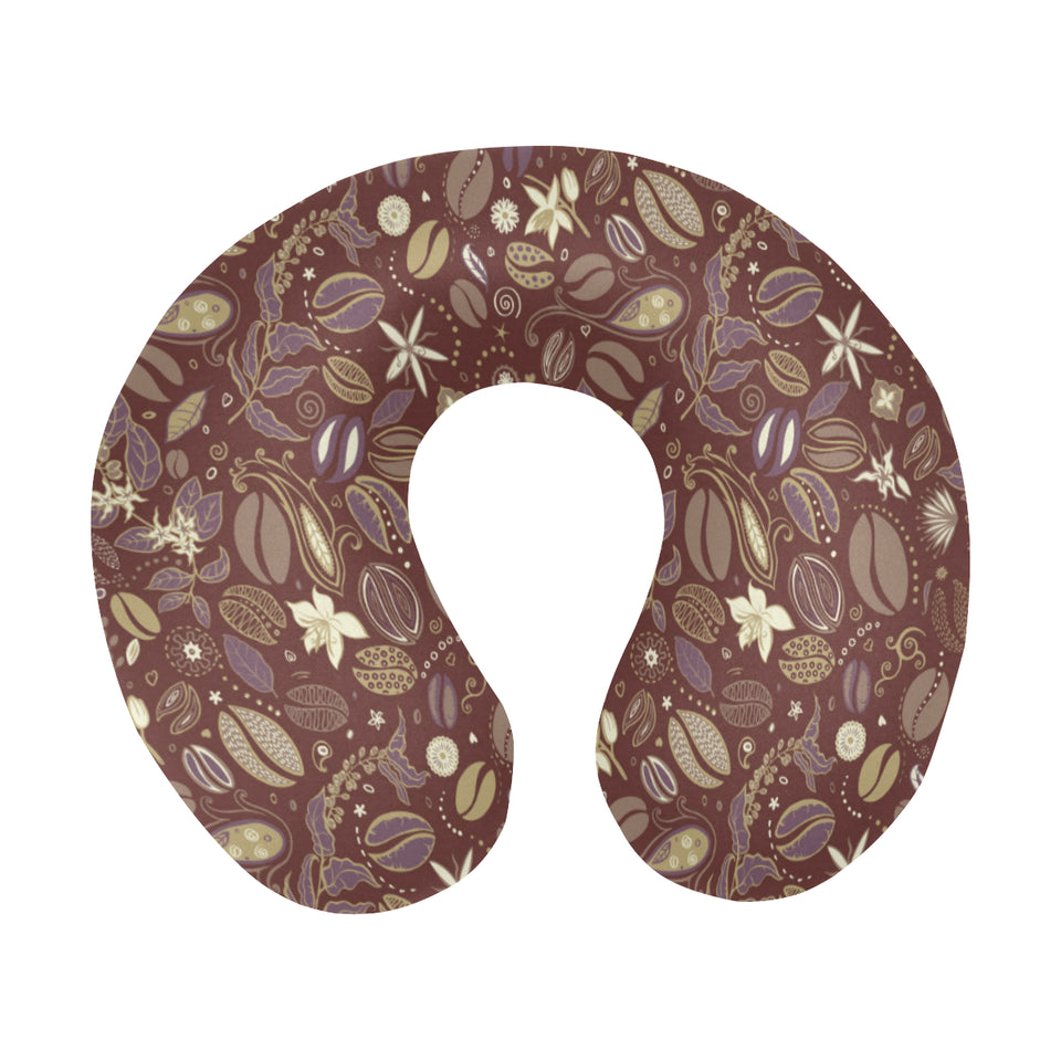 Coffee bean flower pattern U-Shaped Travel Neck Pillow