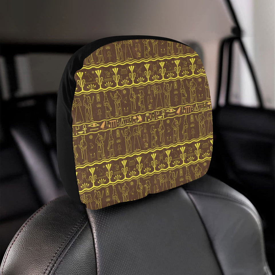 Egypt Hieroglyphics Pattern Print Design 03 Car Headrest Cover