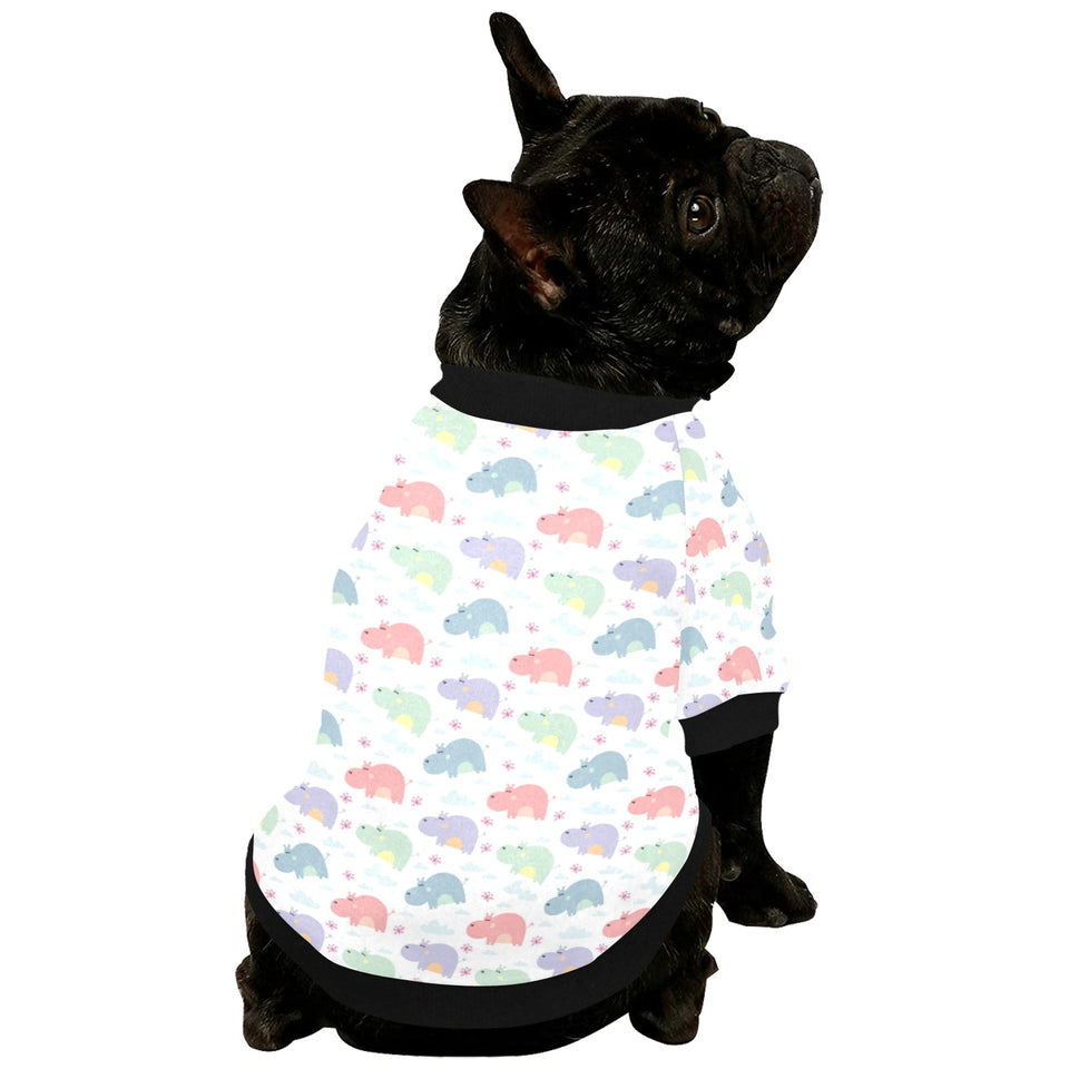 Hippopotamus Pattern Print Design 03 All Over Print Pet Dog Round Neck Fuzzy Shirt