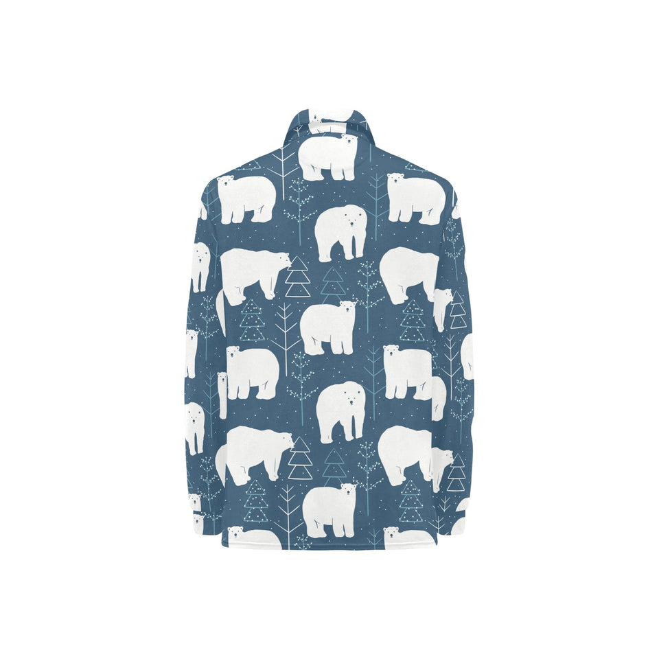 polar bear mother her child pattern Women's Long Sleeve Polo Shirt