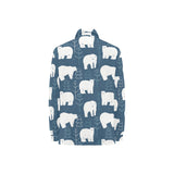 polar bear mother her child pattern Women's Long Sleeve Polo Shirt