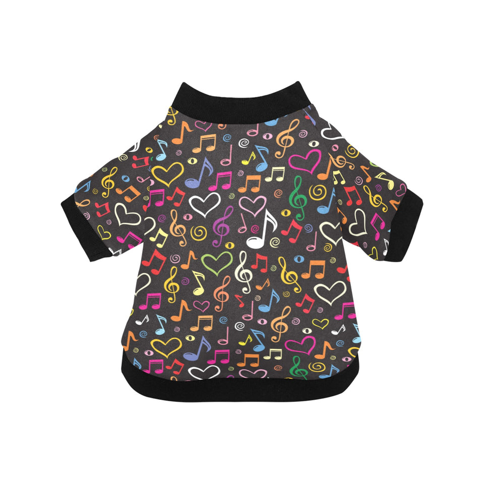 Music Notes Pattern Print Design 02 All Over Print Pet Dog Round Neck Fuzzy Shirt