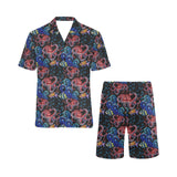 Octopus sea wave tropical fishe pattern Men's V-Neck Short Pajama Set