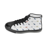 Cute helicopter star pattern Women's High Top Canvas Shoes Black