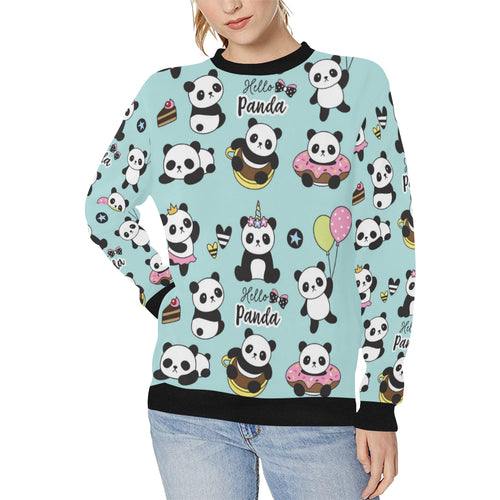 Cute baby panda pattern Women's Crew Neck Sweatshirt