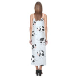 Cute cows pattern V-Neck Open Fork Long Dress