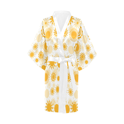 Sun design pattern Women's Short Kimono Robe