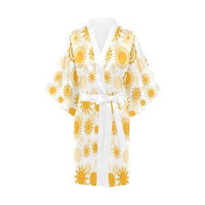Sun design pattern Women's Short Kimono Robe
