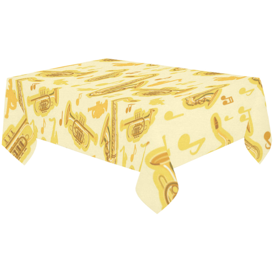 Saxophone cornet pattern yellow background Tablecloth