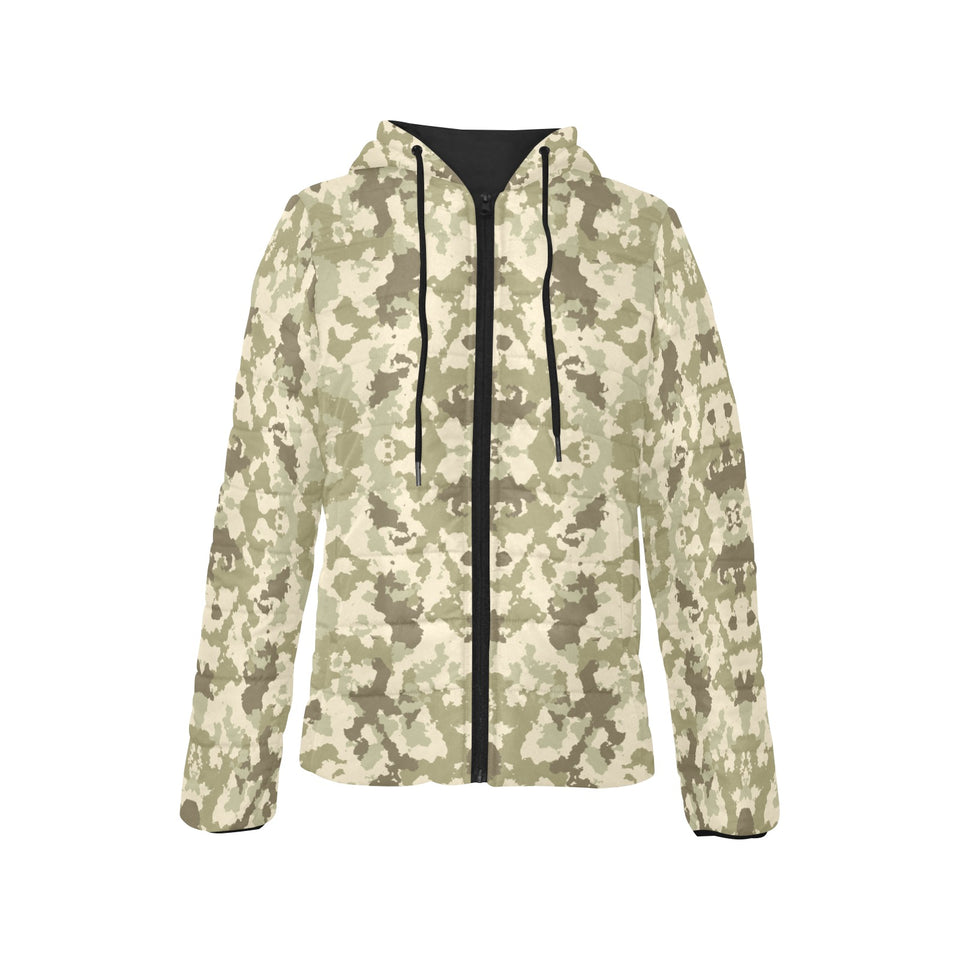 Light Green camouflage pattern Women's Padded Hooded Jacket