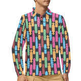 Skate Board Pattern Print Design 02 Men's Long Sleeve Polo Shirt
