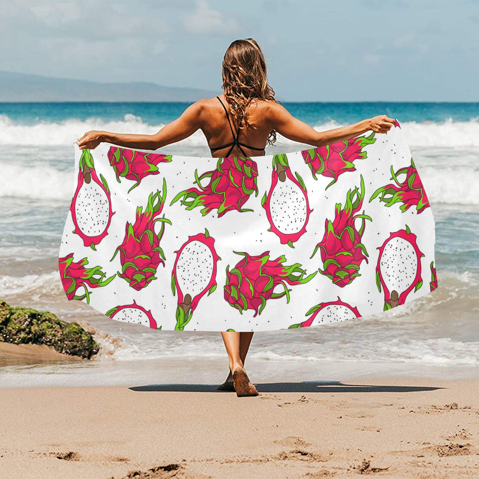 dragon fruits white background Beach Towel