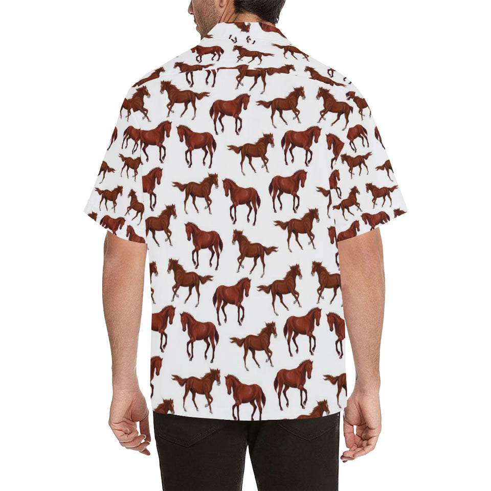 Horses running pattern background Men's All Over Print Hawaiian Shirt