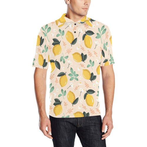 lemon flower leave pattern Men's All Over Print Polo Shirt