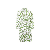Hand drawn sketch style green Chili peppers patter Men's Long Sleeve Belted Night Robe