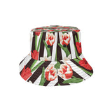 red and white tulips pattern Unisex Bucket Hat