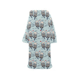 Lovely Sea Otter Pattern Blanket Robe with Sleeves