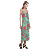Tomato design pattern V-Neck Open Fork Long Dress