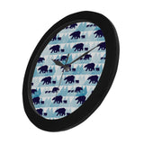 polar bear winter snow pattern Elegant Black Wall Clock