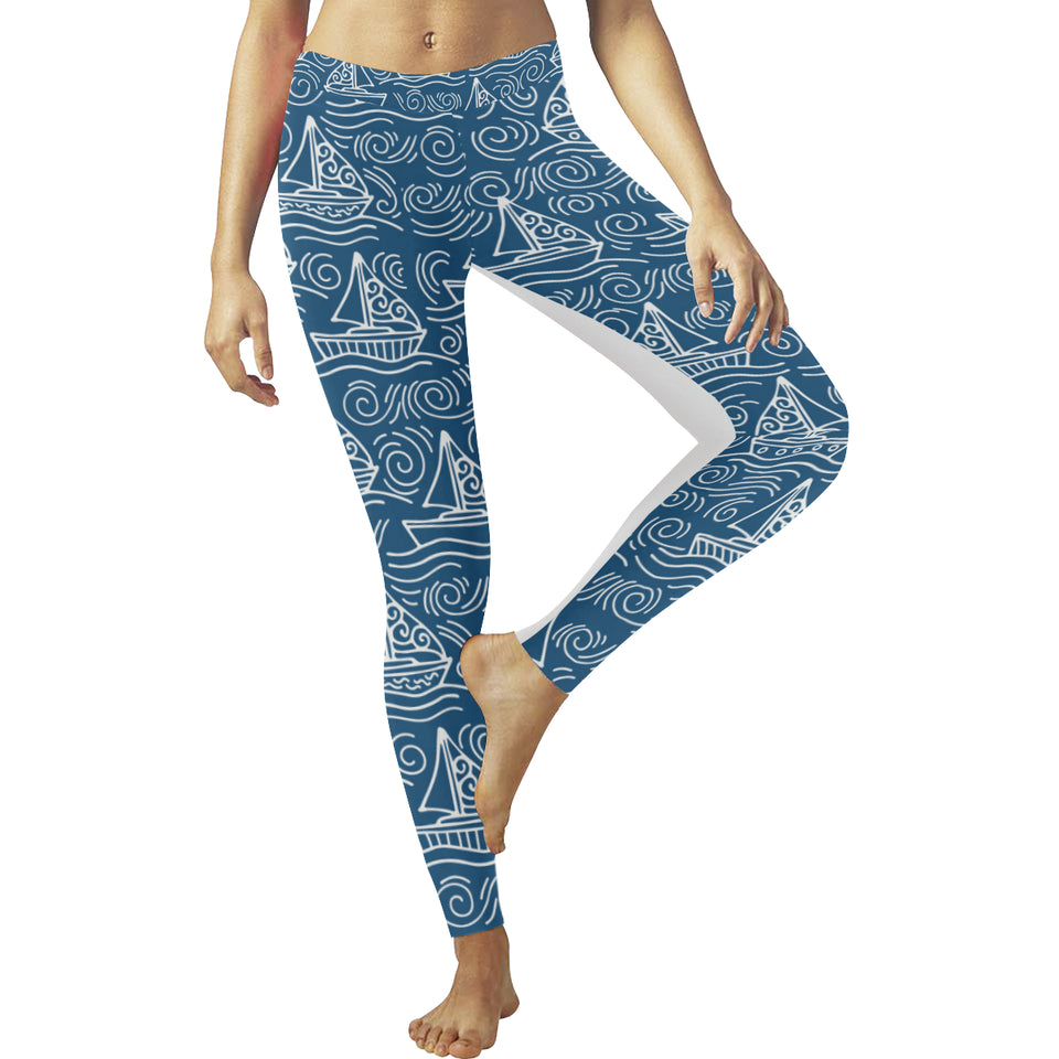 Hand drawn sailboat pattern Women's Legging Fulfilled In US