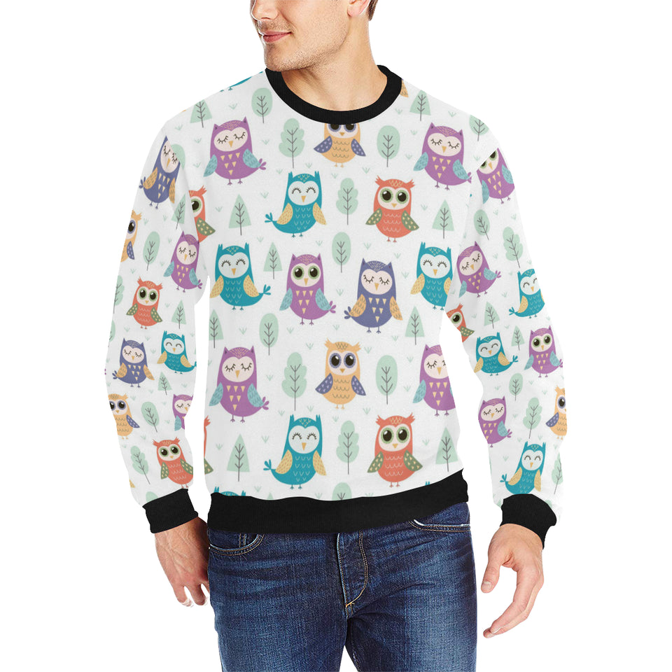 Cute owl pattern Men's Crew Neck Sweatshirt