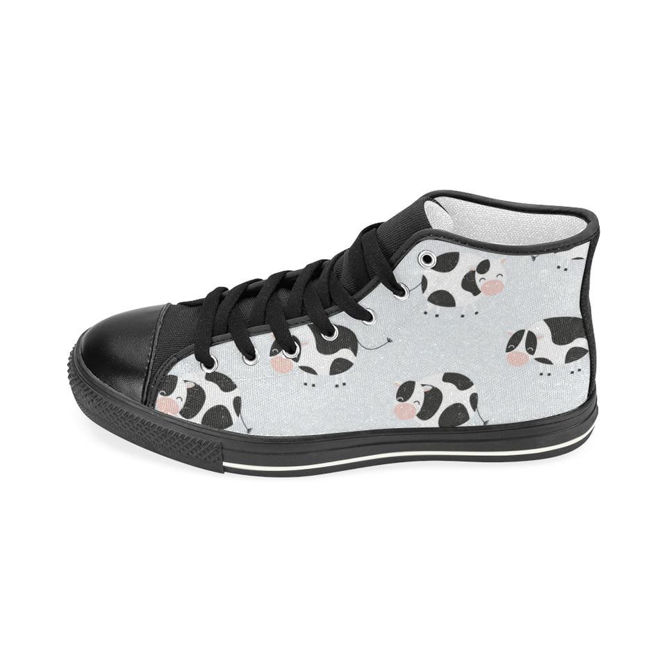 Cute cows pattern Women's High Top Canvas Shoes Black